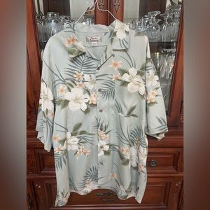 Tommy Bahama 100% Silk men’s button down shirt, tropical Hawaiian pattern, xl